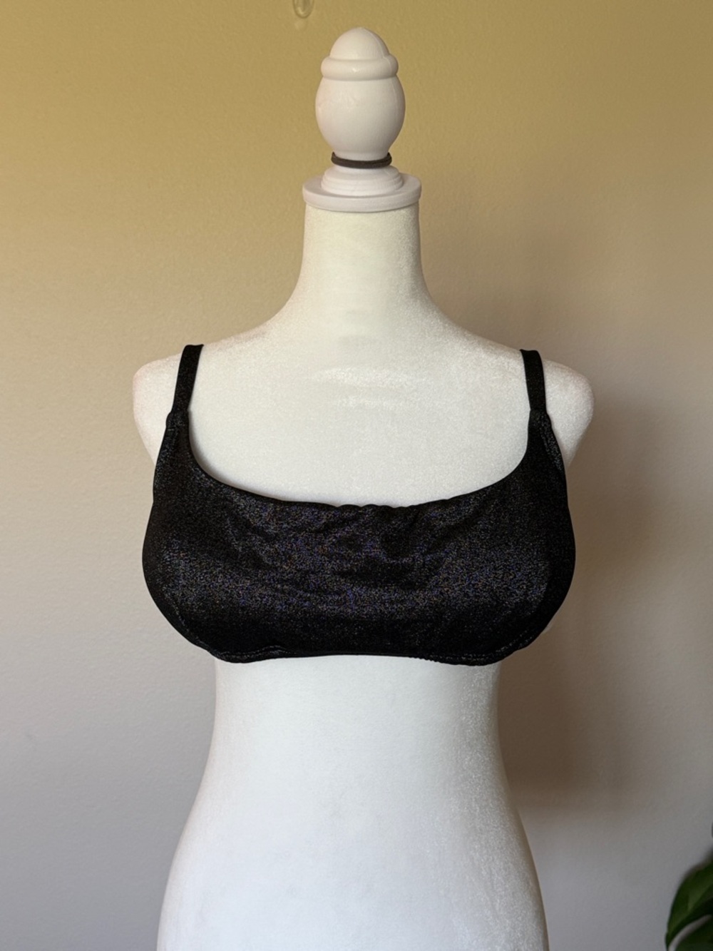 Freshwater Black Shimmer Bikini Top - XXL